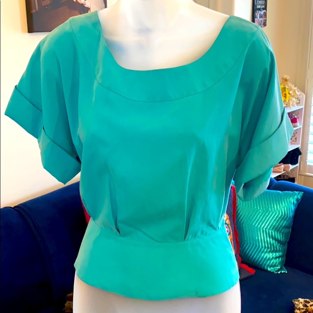 Beautiful Turquoise Silk Blouse - Sz L